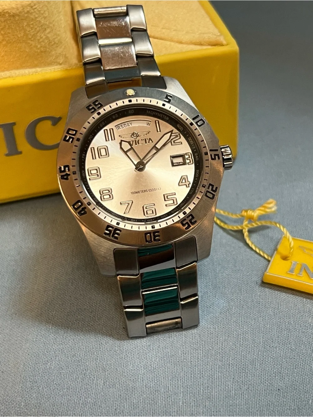 Invicta Two-Tone Silver Watch with Silver Face & Dials. Model 5249